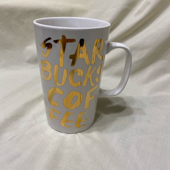 16 oz Gold Lettered Starbucks Mug - Picture 2 of 3